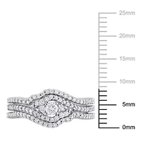 1/2 ct. t.w. Diamond Crossover Multi-Row Bridal Ring Set 14K White Gold