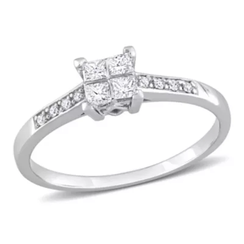 1/4 ct. t.w. Diamond Quad Engagement Ring 14K White Gold