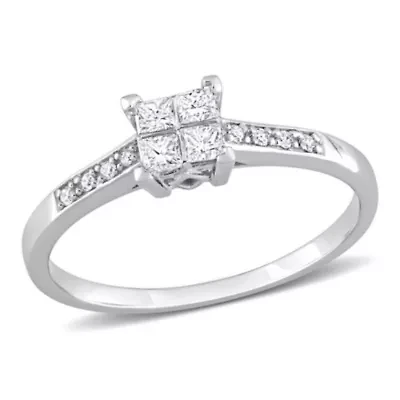 1/4 ct. t.w. Diamond Quad Engagement Ring 14K White Gold