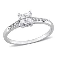 1/4 ct. t.w. Diamond Quad Engagement Ring 14K White Gold