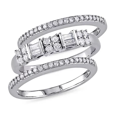 3-Pc Set of 1/2 ct. t.w. Diamond Bar Anniversary Rings 10K White Gold