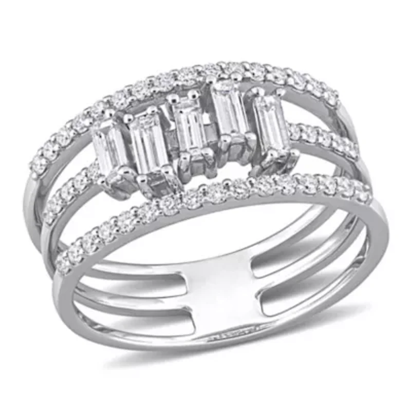 5/8 ct. t.w. Diamond 3-Row Wedding Band 14K White Gold
