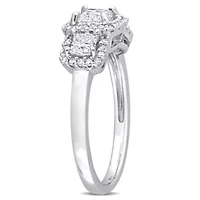 1 ct. t.w. Diamond 3-Stone Halo Engagement Ring 14K White Gold