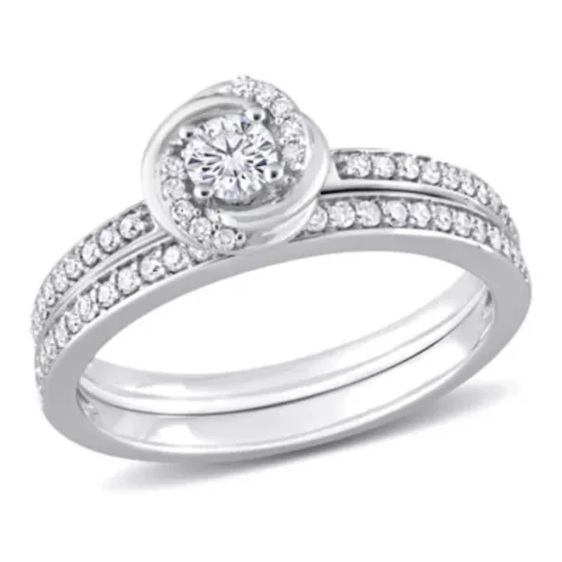 1/2 ct. t.w. Diamond Double Swirl Bridal Ring Set 14K White Gold