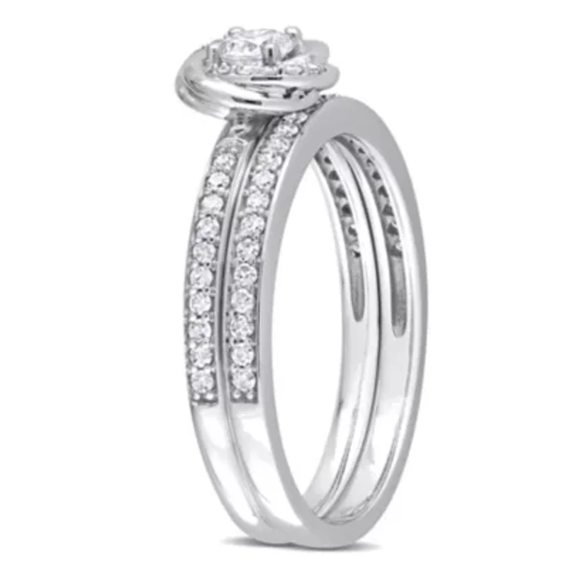 1/2 ct. t.w. Diamond Double Swirl Bridal Ring Set 14K White Gold