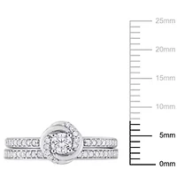 1/2 ct. t.w. Diamond Double Swirl Bridal Ring Set 14K White Gold
