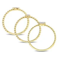 3-Pc Set of Diamond Accent Star, Teardrop and Butterfly Cluster Rings 14K Yellow Gold