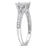 1/2 ct. t.w. Diamond Cluster Engagement Ring 14K White Gold