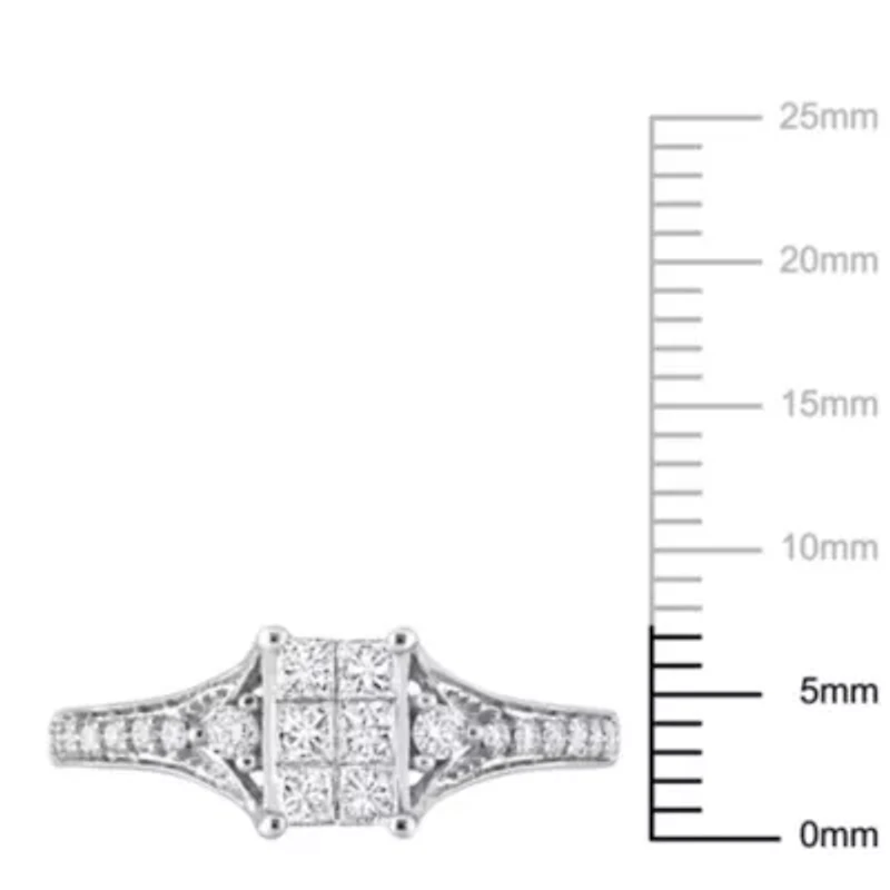 1/2 ct. t.w. Diamond Cluster Engagement Ring 14K White Gold