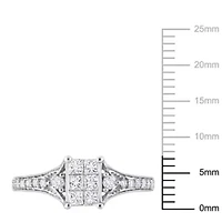1/2 ct. t.w. Diamond Cluster Engagement Ring 14K White Gold