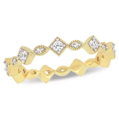 Lab Created White Sapphire Infinity Anniversary Ring 10K Yellow Gold