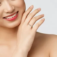 Lab Created White Sapphire Infinity Anniversary Ring 10K Yellow Gold