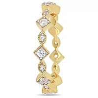 Lab Created White Sapphire Infinity Anniversary Ring 10K Yellow Gold