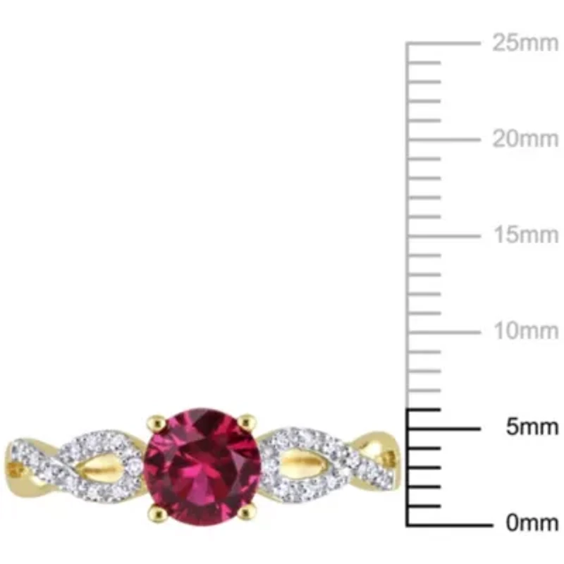 Lab Created Ruby and 1/10 ct. t.w. Diamond Infinity Ring 10K Yellow Gold