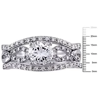 Lab Created White Sapphire and 1/4 ct. t.w. Diamond Infinity Bridal Ring Set 10K Gold