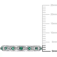 Lab Created Emerald and Diamond Accent Vintage Anniversary Ring 10K White Gold with Black Rhodium