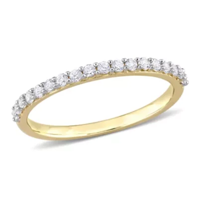 Lab Created White Sapphire Semi-Eternity Ring 10K Yellow Gold