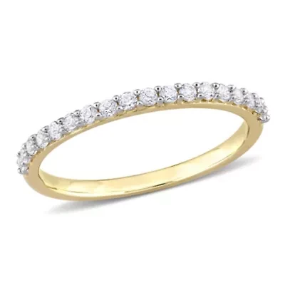 Lab Created White Sapphire Semi-Eternity Ring 10K Yellow Gold