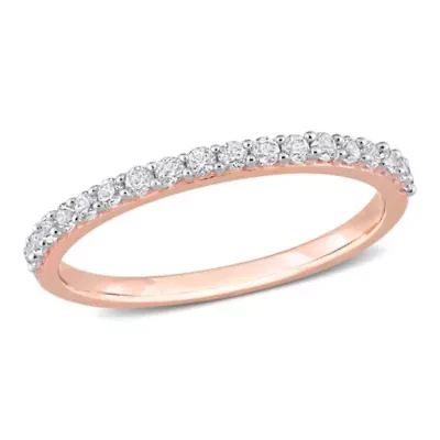 Lab Created White Sapphire Semi-Eternity Ring 10K Rose Gold