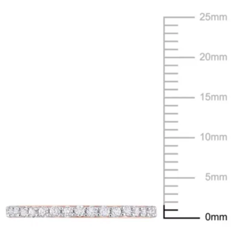 Lab Created White Sapphire Semi-Eternity Ring 10K Rose Gold