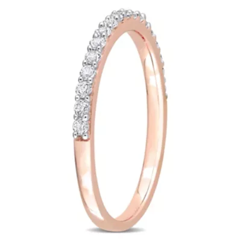 Lab Created White Sapphire Semi-Eternity Ring 10K Rose Gold