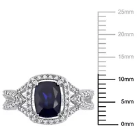 Lab Created Blue Sapphire and 1/6 ct. t.w. Diamond Crossover Ring 10K White Gold
