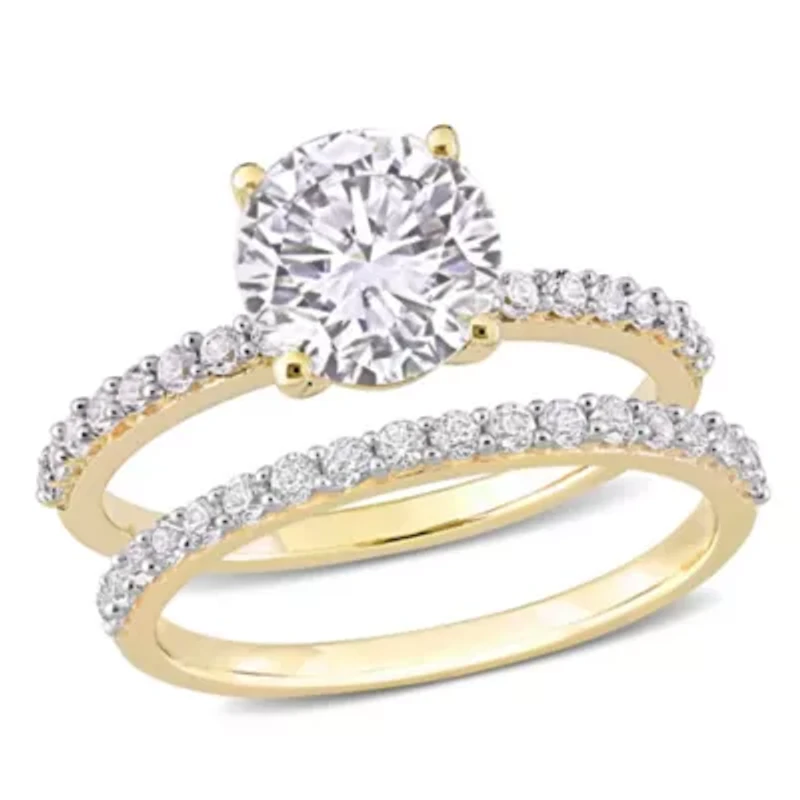 Lab Created White Sapphire Bridal Ring Set 10K Yellow Gold
