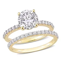 Lab Created White Sapphire Bridal Ring Set 10K Yellow Gold