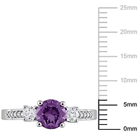 Lab Created Simulated Alexandrite and White Sapphire with Diamond Accent 3-Stone Engagement Ring 10K Gold