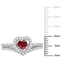 Lab Created Ruby and 1/2 ct. t.w. Diamond Bridal Ring Set 10K White Gold