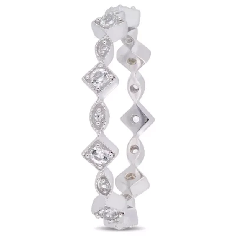 Lab Created White Sapphire Anniversary Ring 10K Gold