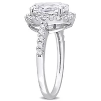 Lab Created White Sapphire Halo Ring 10K Gold