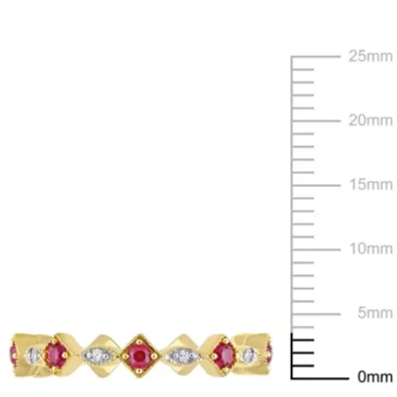 Lab Created Ruby and Diamond Accent Eternity Ring 10K Yellow Gold