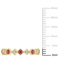 Lab Created Ruby and Diamond Accent Eternity Ring 10K Yellow Gold