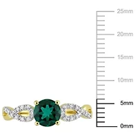 Lab Created Emerald and 1/10 ct. t.w. Diamond Infinity Ring 10K Yellow Gold