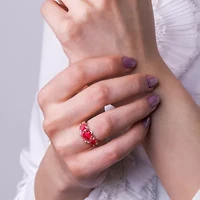 Lab Created Ruby 3-Stone Heart Ring Sterling Silver