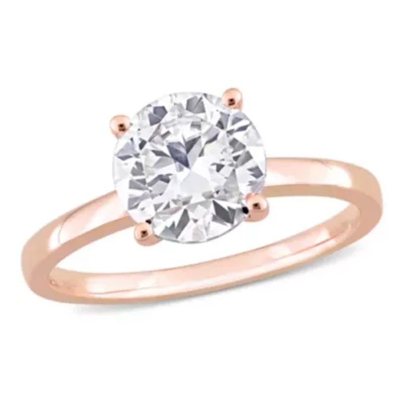 Lab Created White Sapphire Solitaire Ring 10K Rose Gold