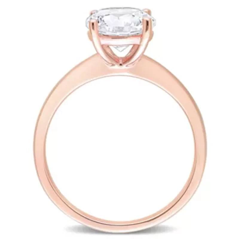 Lab Created White Sapphire Solitaire Ring 10K Rose Gold