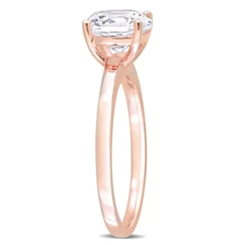 Lab Created White Sapphire Solitaire Ring 10K Rose Gold