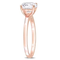 Lab Created White Sapphire Solitaire Ring 10K Rose Gold