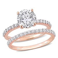 Lab Created White Sapphire Bridal Ring Set 10K Rose Gold