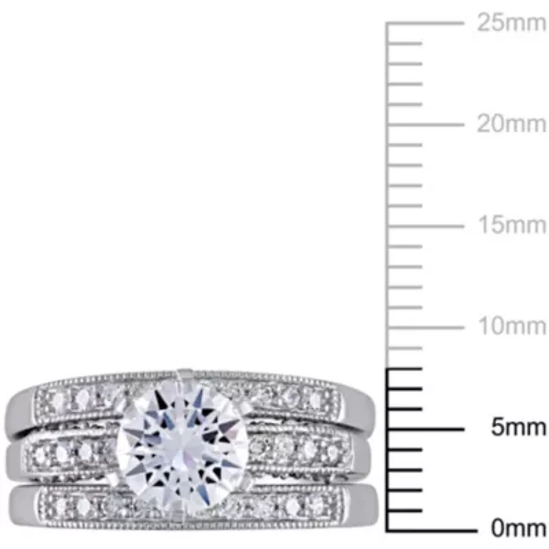Lab Created White Sapphire and / ct. t.w. Diamond Bridal Ring Set 10K Gold