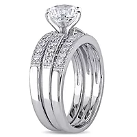 Lab Created White Sapphire and / ct. t.w. Diamond Bridal Ring Set 10K Gold