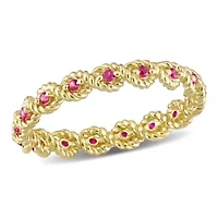 Lab Created Ruby Infinity Eternity Ring 10K Yellow Gold