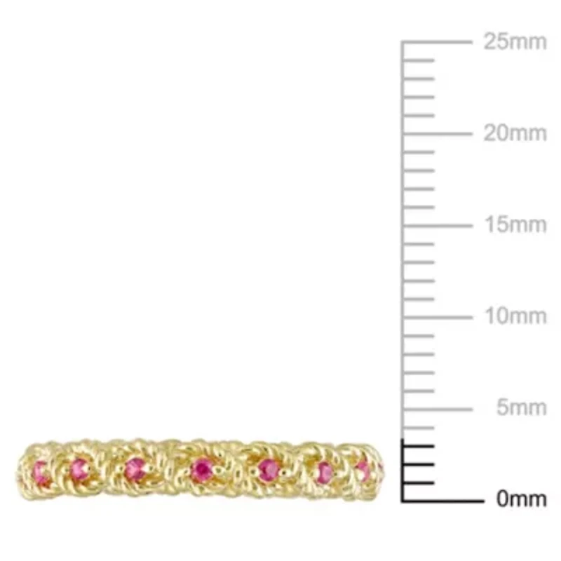 Lab Created Ruby Infinity Eternity Ring 10K Yellow Gold