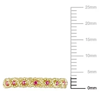 Lab Created Ruby Infinity Eternity Ring 10K Yellow Gold