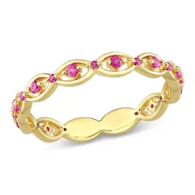 Lab Created Ruby Eternity Ring Yellow Plated Sterling Silver