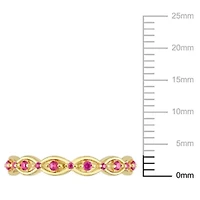 Lab Created Ruby Eternity Ring Yellow Plated Sterling Silver