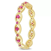 Lab Created Ruby Eternity Ring Yellow Plated Sterling Silver