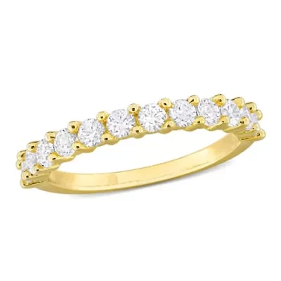 Lab Created White Sapphire Anniversary Ring Rose Plated Sterling Silver